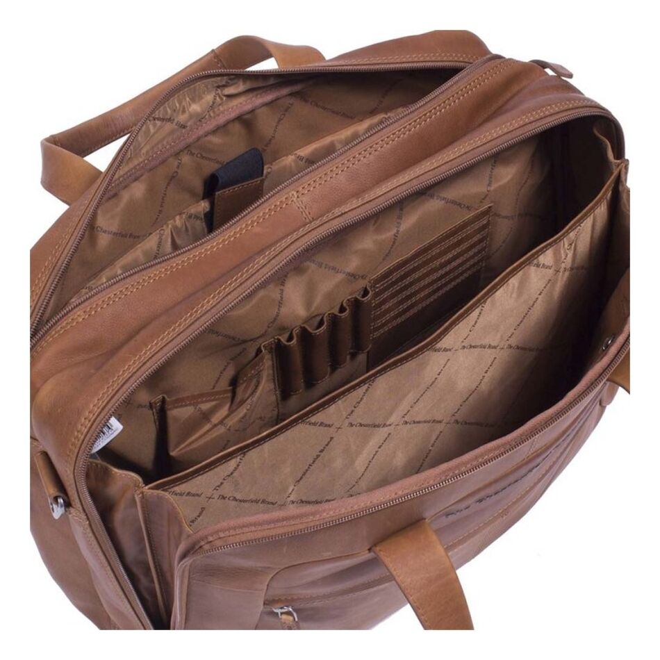 The Chesterfield Brand Laptoptas Groot 17 inch Ryan cognac | Wennekes.nl