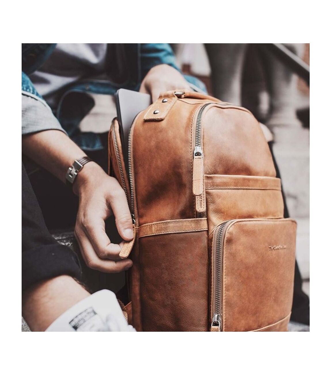 Leather Backpack Cognac Austin - The Chesterfield Brand