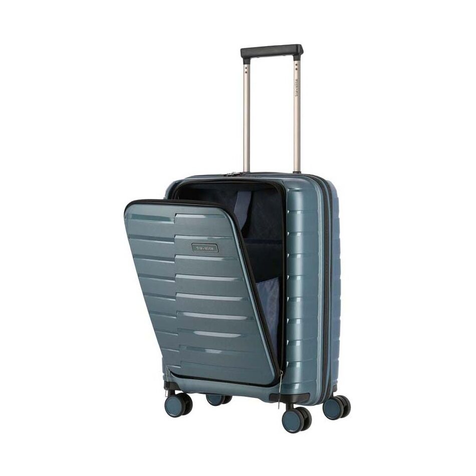 Travelite Air Base 4W Trolley S with Front Pocket blauw | Wennekes.nl