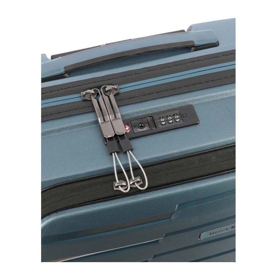 Travelite Air Base 4W Trolley S with Front Pocket blauw | Wennekes.nl