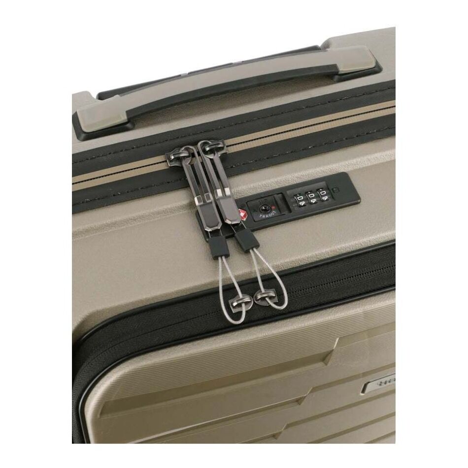 Travelite Air Base 4W Trolley S with Front Pocket champagne | Wennekes.nl