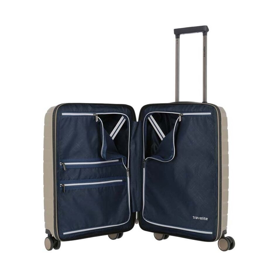 Travelite Air Base 4W Trolley S with Front Pocket champagne | Wennekes.nl