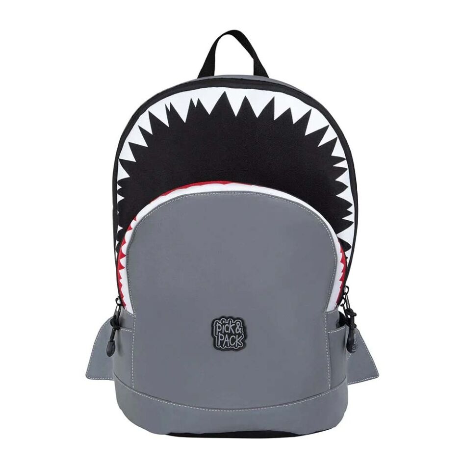 Pick & Pack Shark Shape Reflecting Backpack M grijs | Wennekes.nl