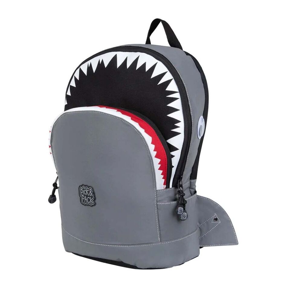 Pick & Pack Shark Shape Reflecting Backpack M grijs | Wennekes.nl