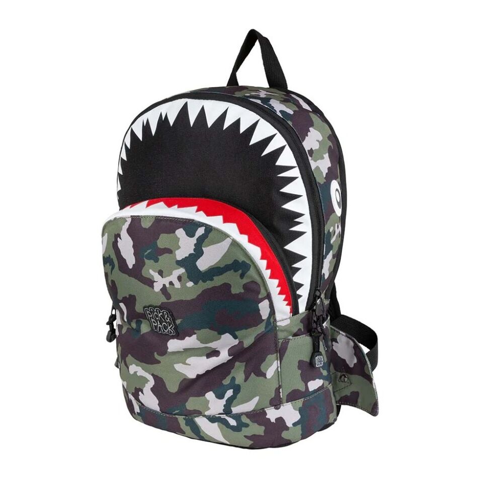 Pick & Pack Shark Shape Backpack M Camo | Wennekes